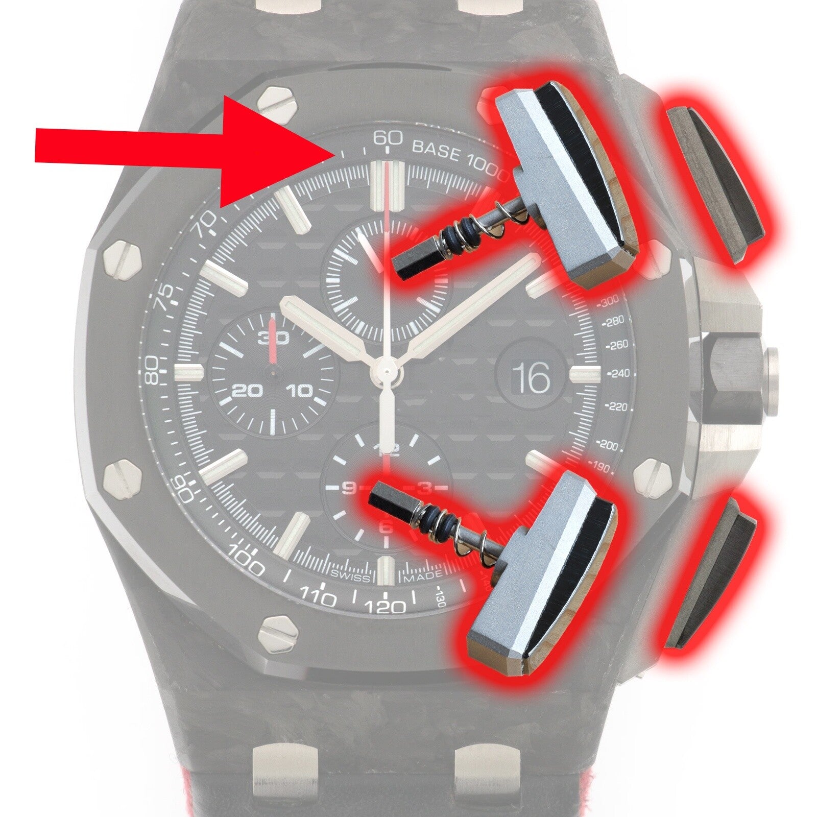 Steel Ceramic Watch Pusher for Audemars Piguet Royal Oak Offshore AP 44mm Button