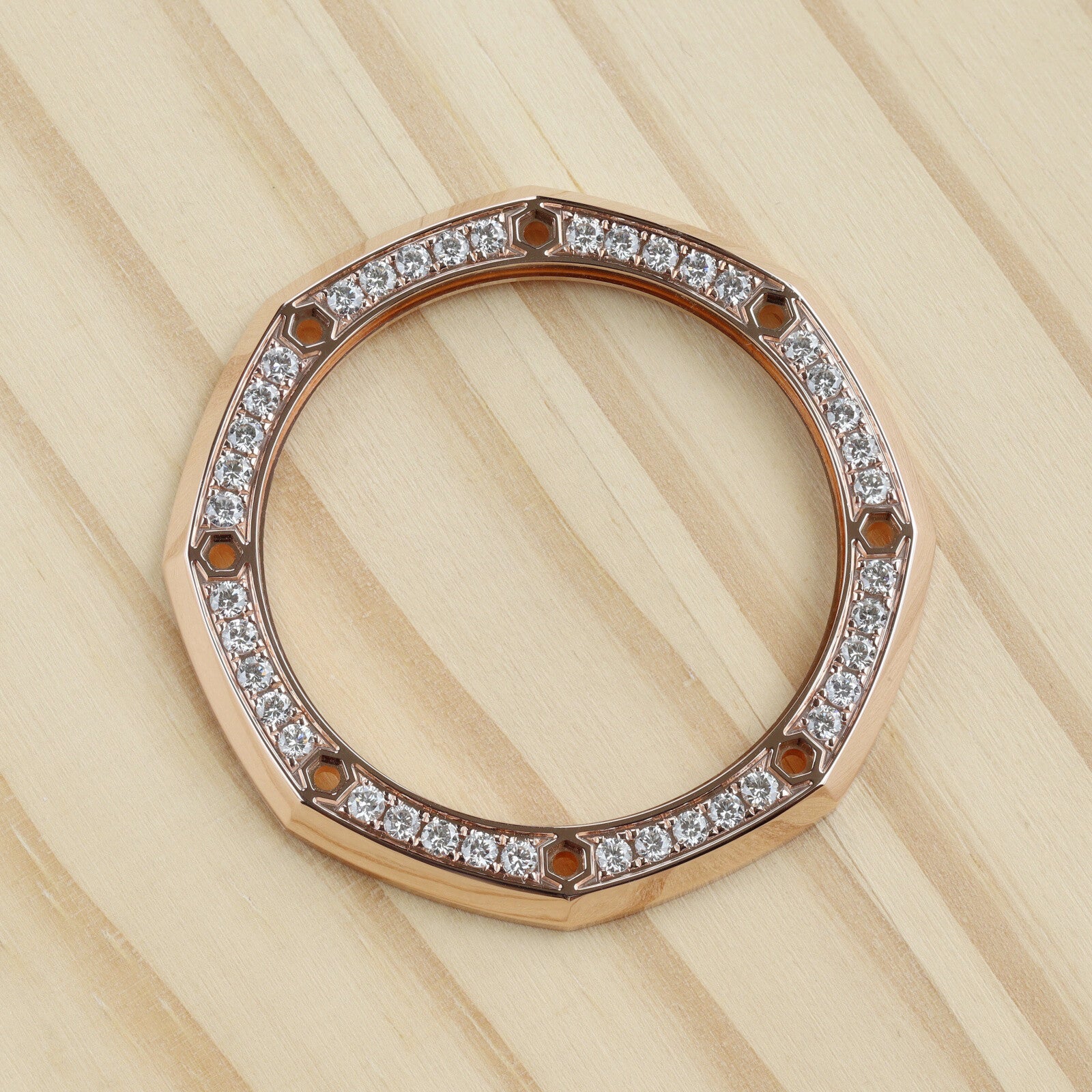 18K Rose Gold Natural Diamond Watch Bezel for Audemars Piguet 26420 AP Royal Oak Offshore 43mm Watch