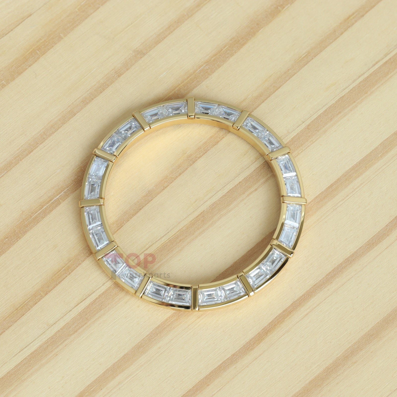 24 Baguette Synthetic Moissanite Diamond Gold Watch Bezel for Rolex Daytona 40mm Watch Gemstone Bezel