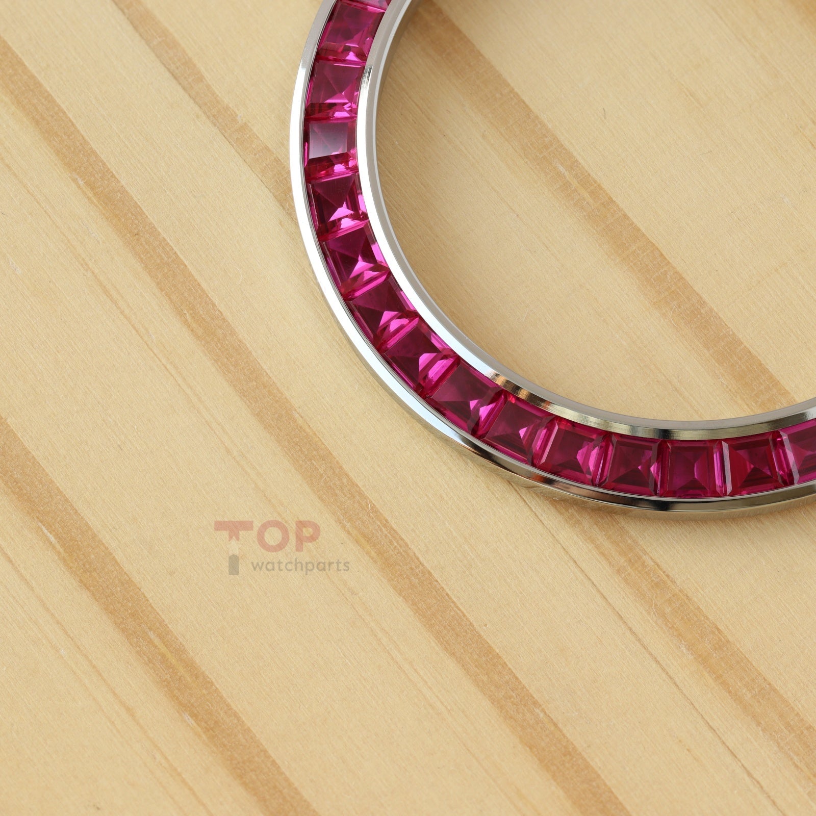 Pink Gemstone Silver Watch Bezel for Rolex Daytona 40mm Watch