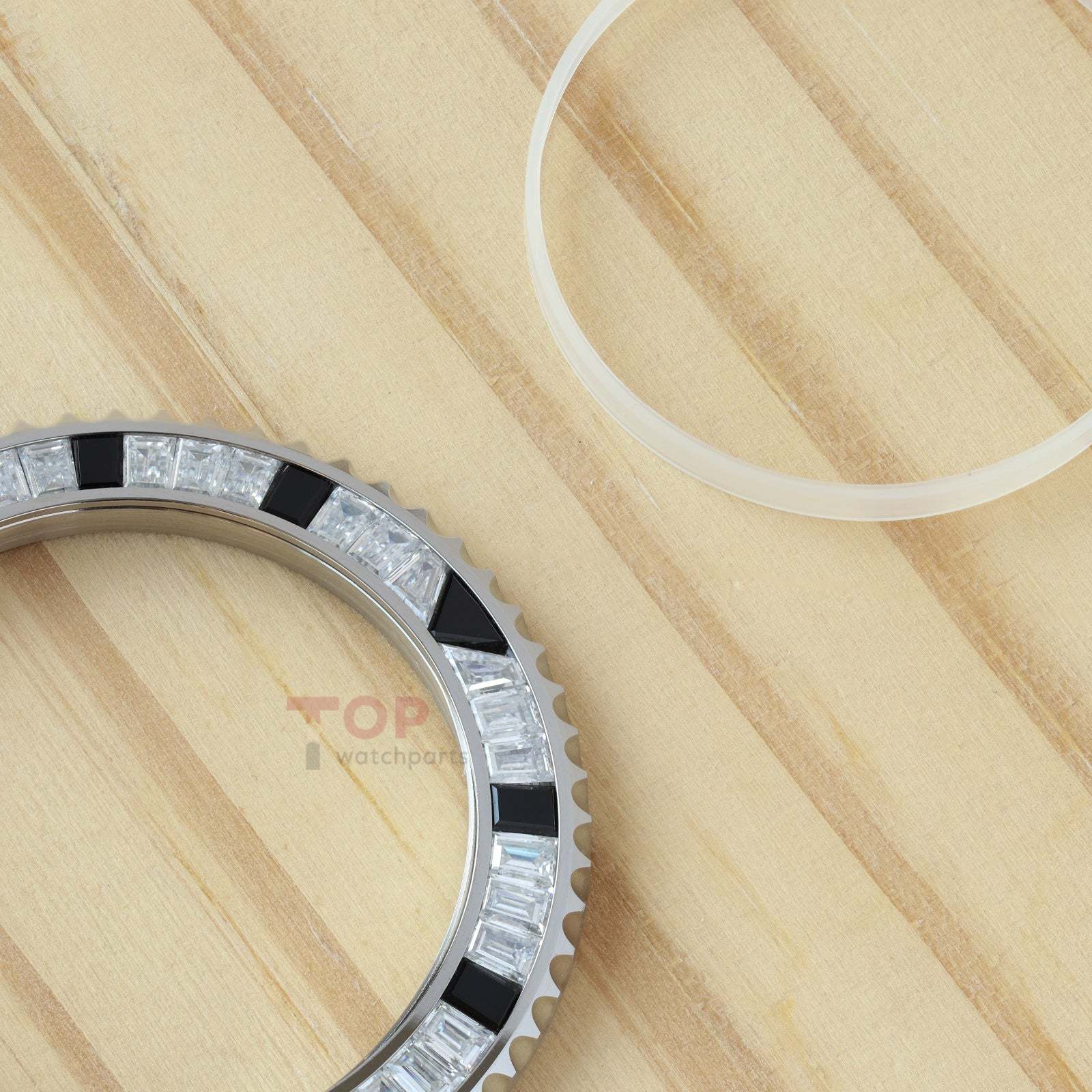 Black Onyx & Synthetic Moissanite Diamond Watch Bezel for Rolex Submariner 40/41mm Watch Gemstone Bezel
