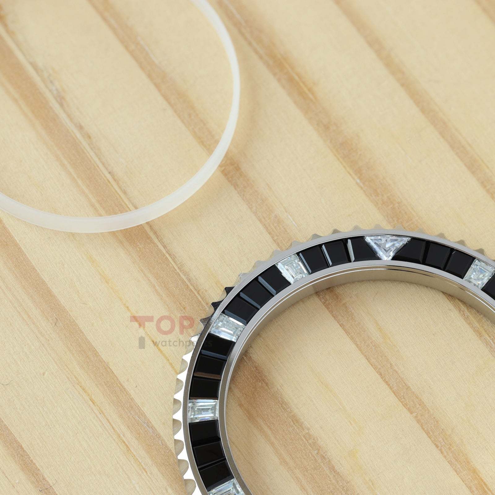 Black Onyx & Synthetic Moissanite Diamond Watch Bezel for Rolex Submariner 40/41mm Watch Gemstone Bezel