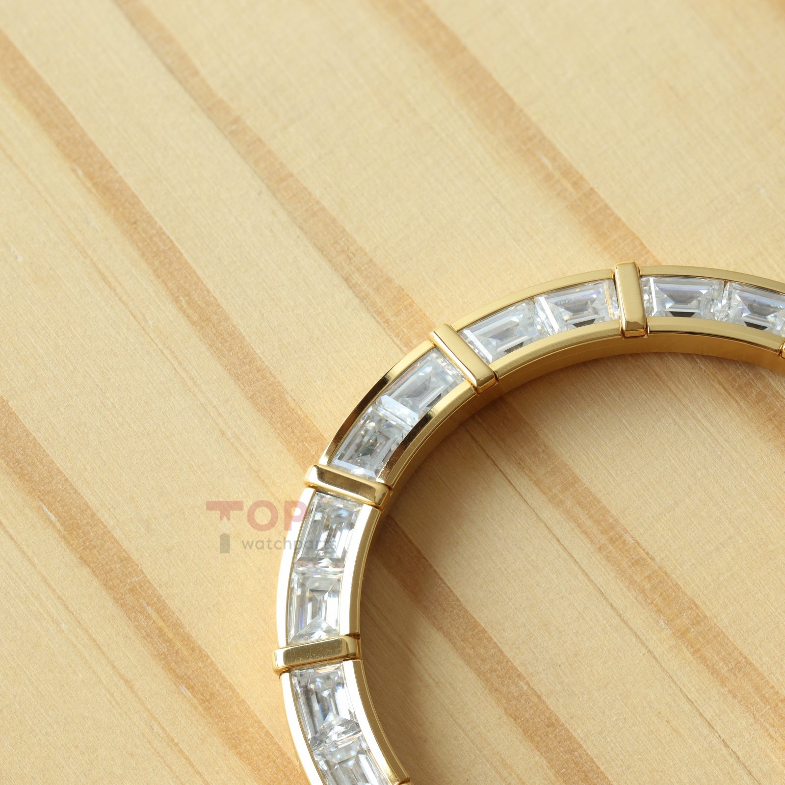 24 Baguette Synthetic Moissanite Diamond Gold Watch Bezel for Rolex Daytona 40mm Watch Gemstone Bezel
