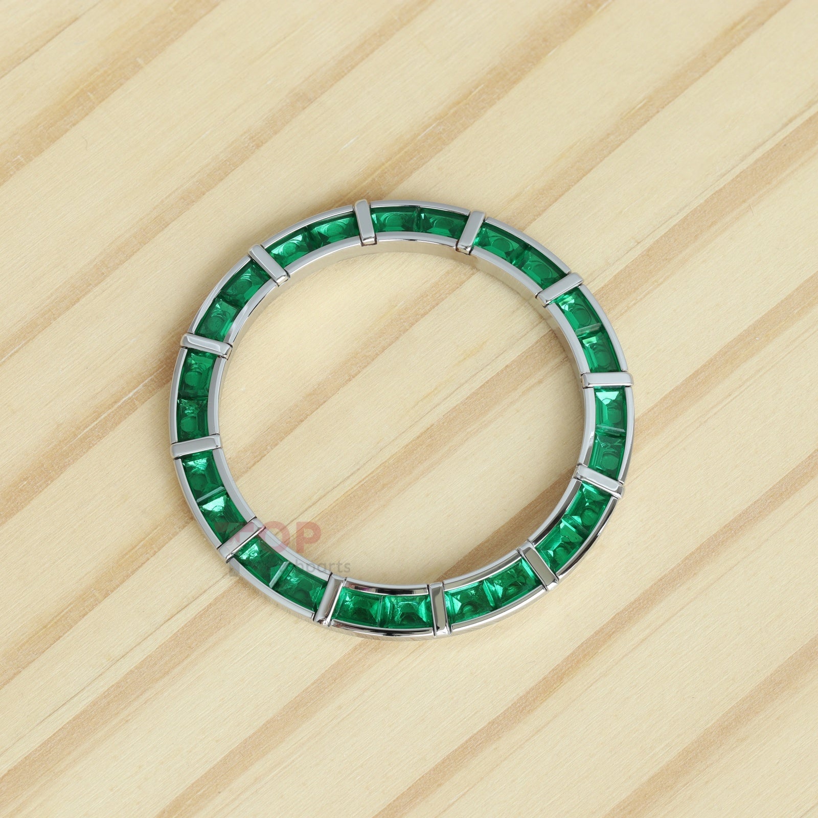 24 Baguette Synthetic Emerald Watch Bezel for Rolex Daytona 40mm Watch Gemstone Bezel