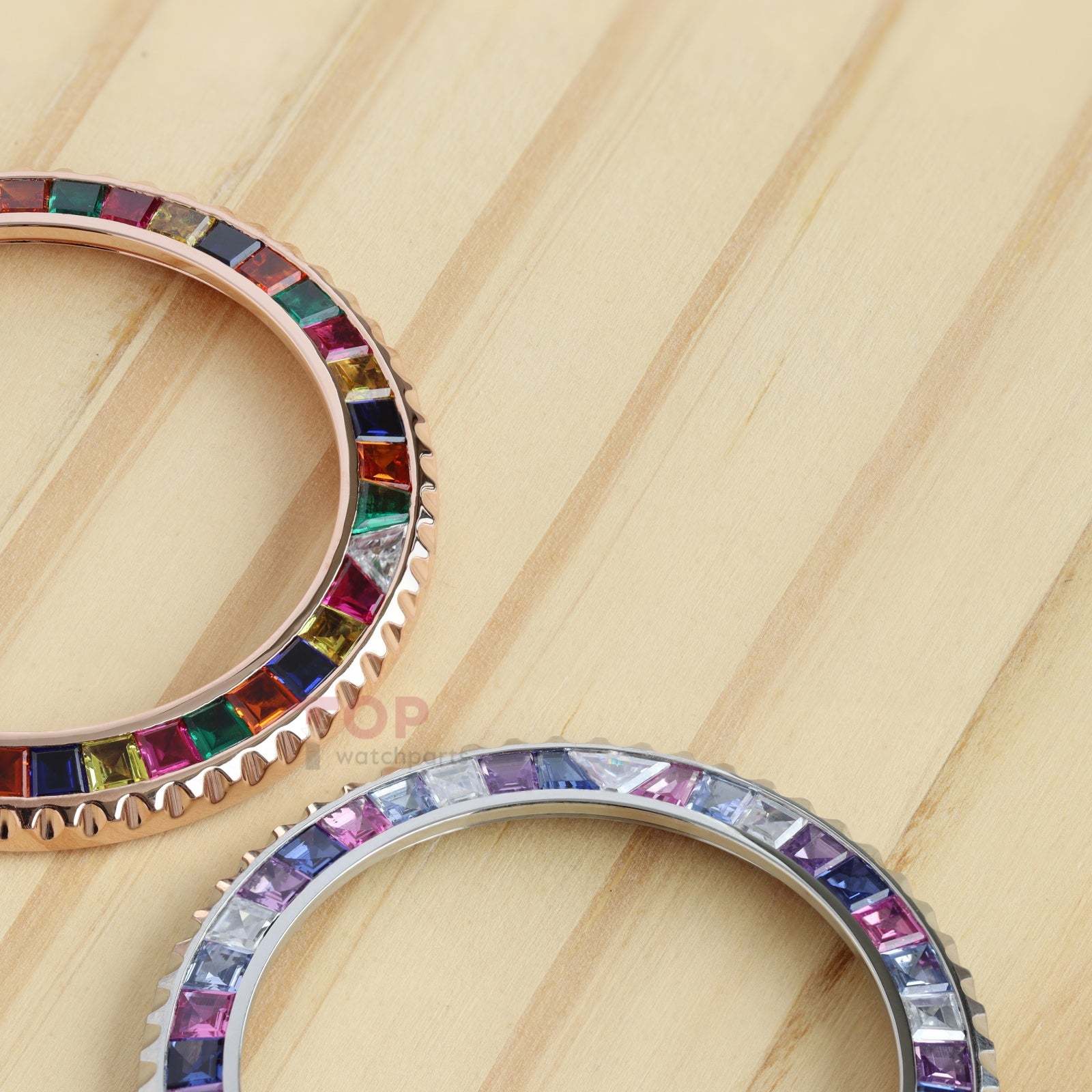 Watch Bezel for Rolex Yacht-master 40mm Watch Rubies & Synthetic Blue Sapphire/Purple Spinel & Moissanite