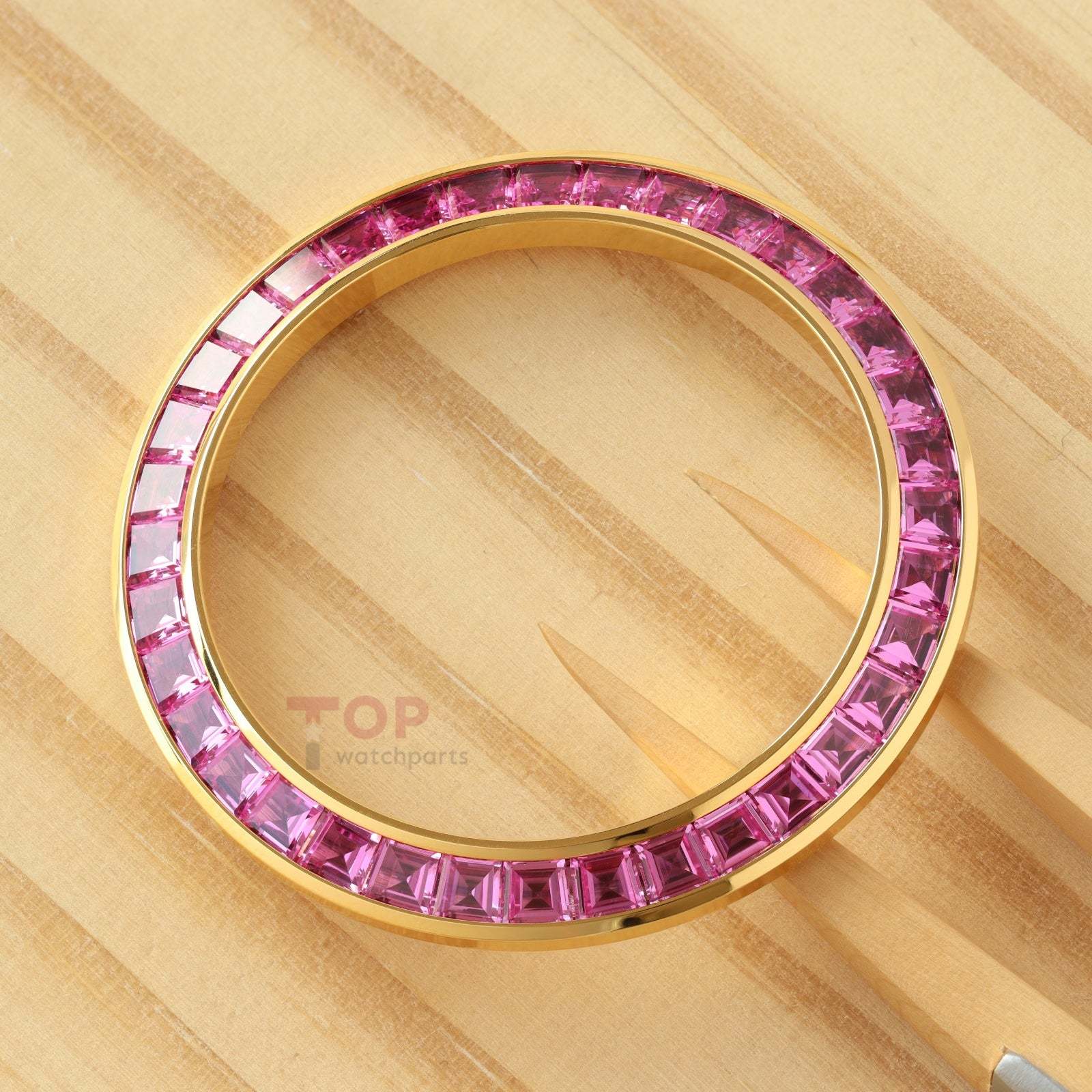 Pink Gemstone Gold Watch Bezel for Rolex Daytona 40mm Watch
