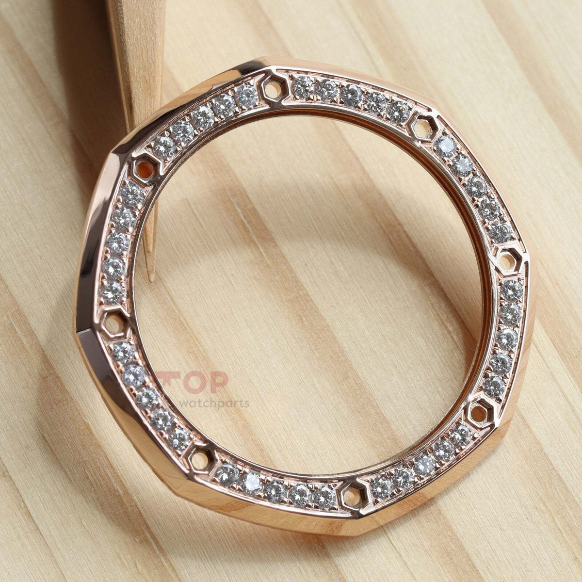 18K Rose Gold Natural Diamond Watch Bezel for Audemars Piguet 26420 AP Royal Oak Offshore 43mm Watch