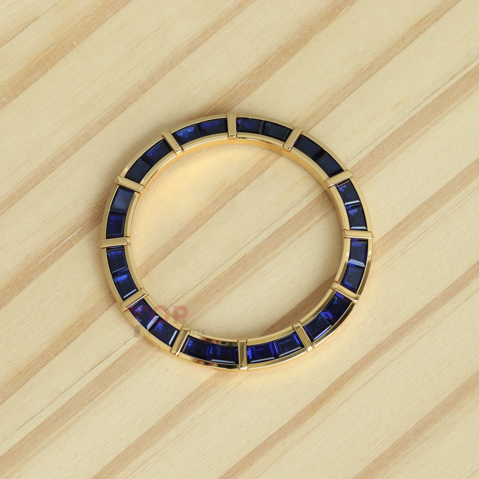 24 Baguette Synthetic Dark Blue Sapphire Diamond Gold Watch Bezel for Rolex Daytona 40mm Watch Gemstone Bezel