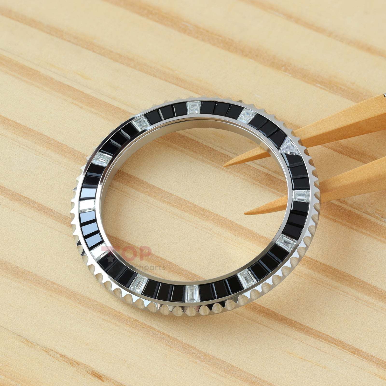 Black Onyx & Synthetic Moissanite Diamond Watch Bezel for Rolex Submariner 40/41mm Watch Gemstone Bezel