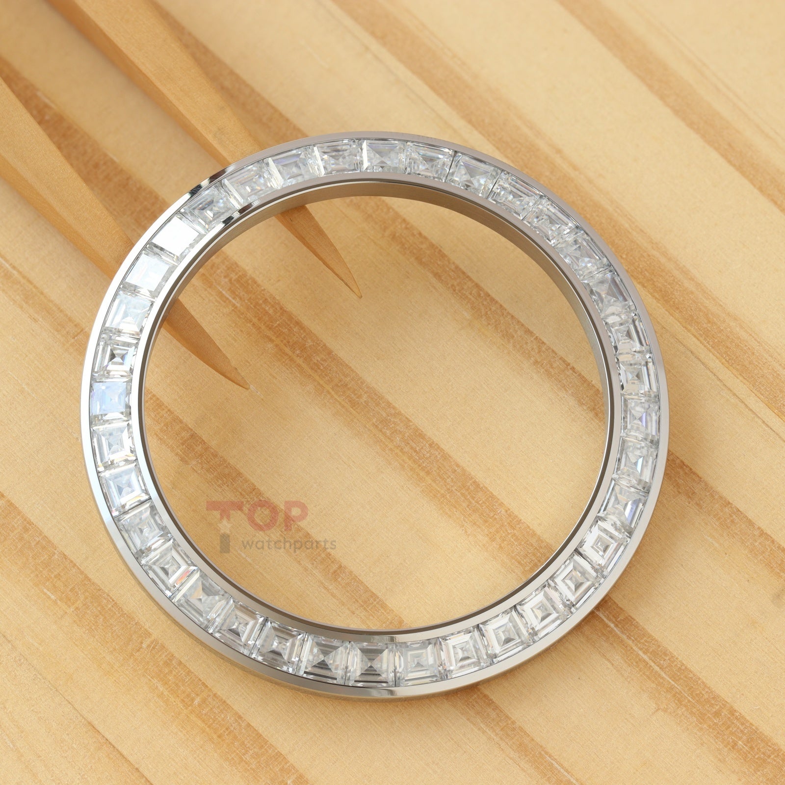 Synthetic Moissanite Diamond Silver Watch Bezel for Rolex Daytona 40mm Watch Gemstone Bezel