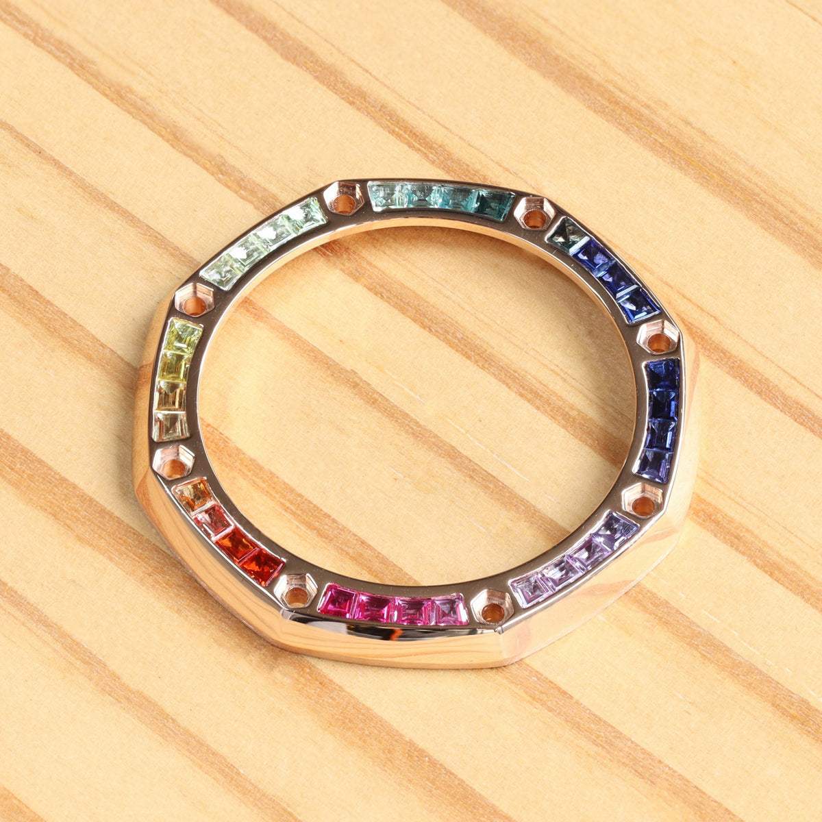Synthetic Rainbow Sapphires Bezel for Audemars Piguet AP 26470OR Royal Oak Offshore 42mm Watch