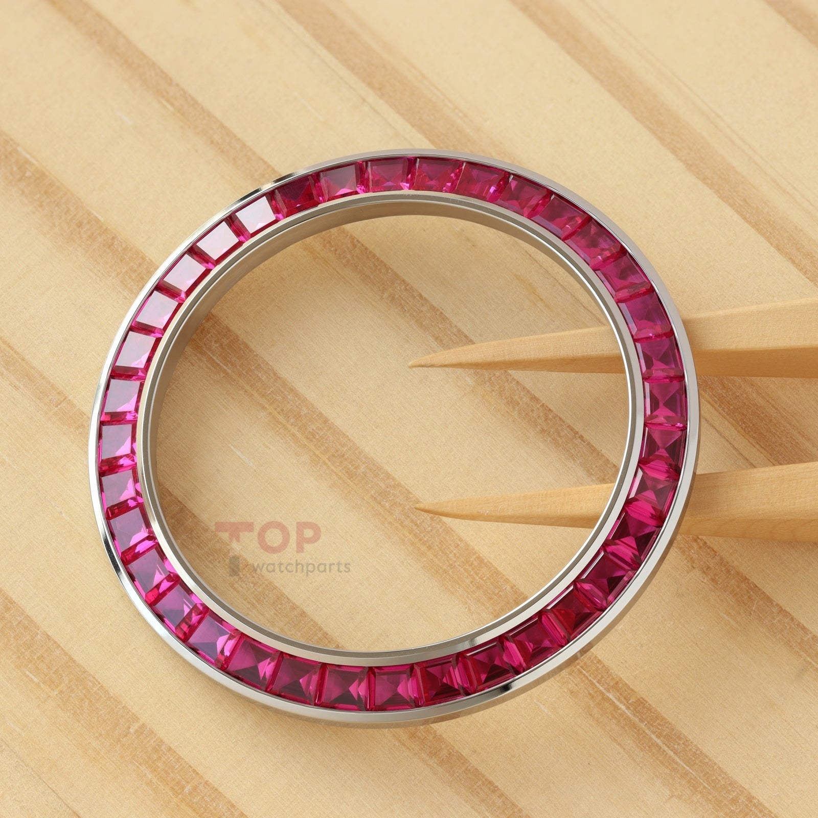Pink Gemstone Silver Watch Bezel for Rolex Daytona 40mm Watch