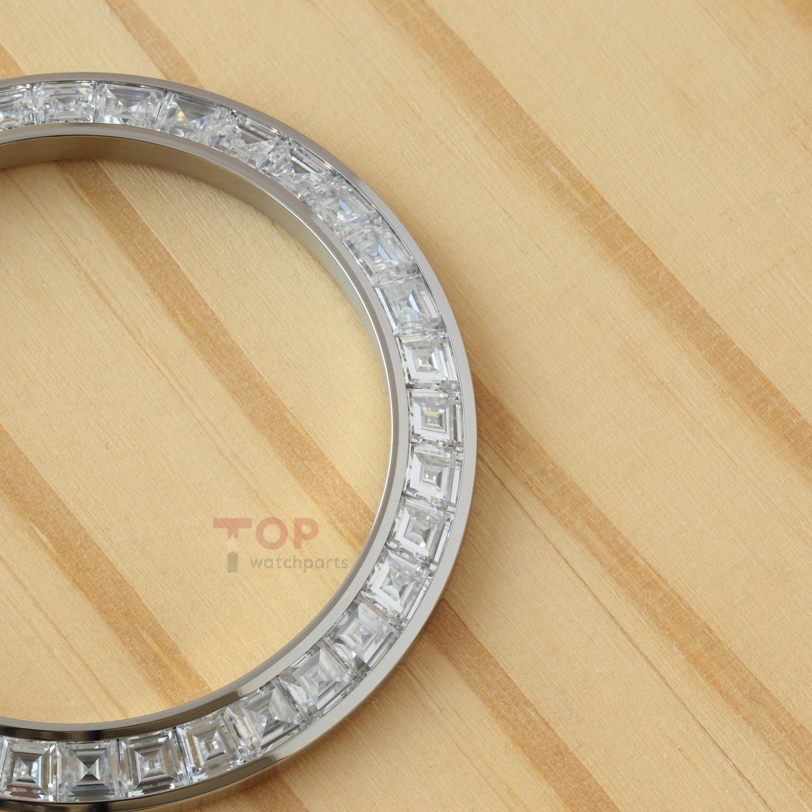 Synthetic Moissanite Diamond Silver Watch Bezel for Rolex Daytona 40mm Watch Gemstone Bezel