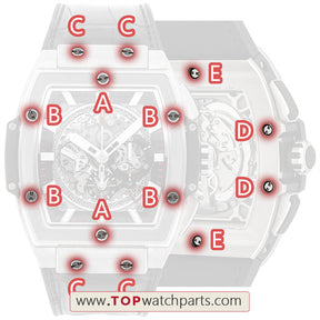 steel "H" bezel band back cover watch screw for Hublot Big Bang Soul 601 automatic watch