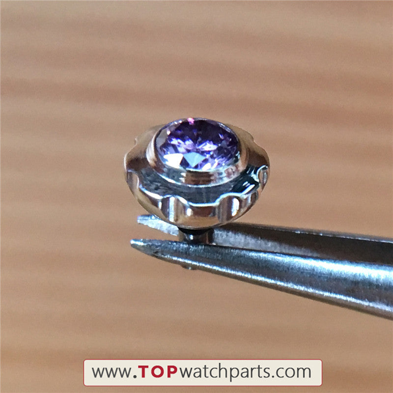 Purple gemstones watch crown for Chopard IMPERIALE 40mm watch - topwatchparts.com