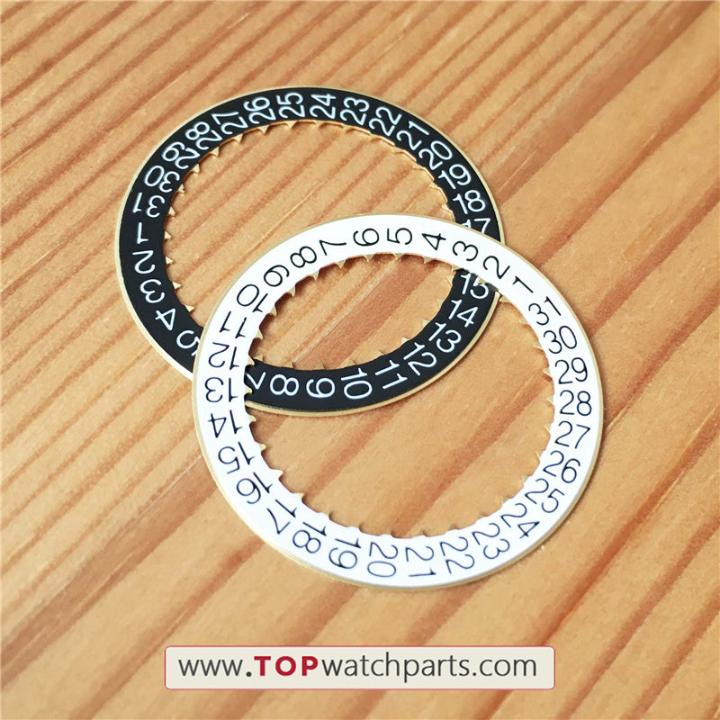 black white letter calendar bezel for cal.3120 watch movement replacement parts - topwatchparts.com