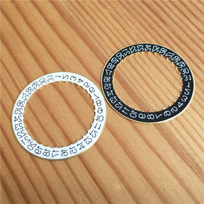 black white letter calendar bezel for cal.3120 watch movement replacement parts - topwatchparts.com