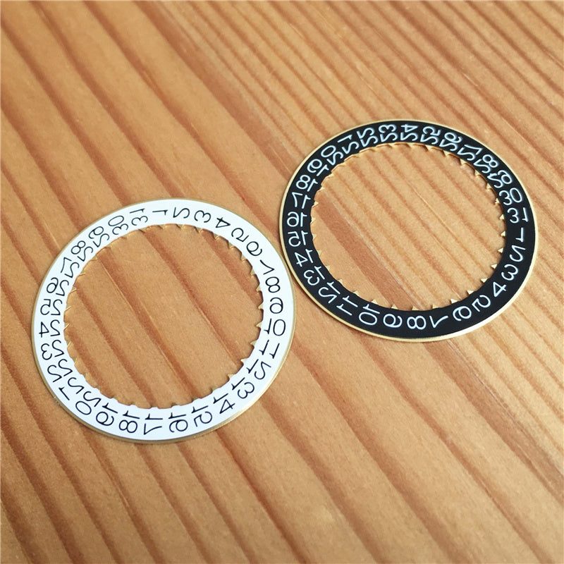 black white letter calendar bezel for cal.3120 watch movement replacement parts - topwatchparts.com