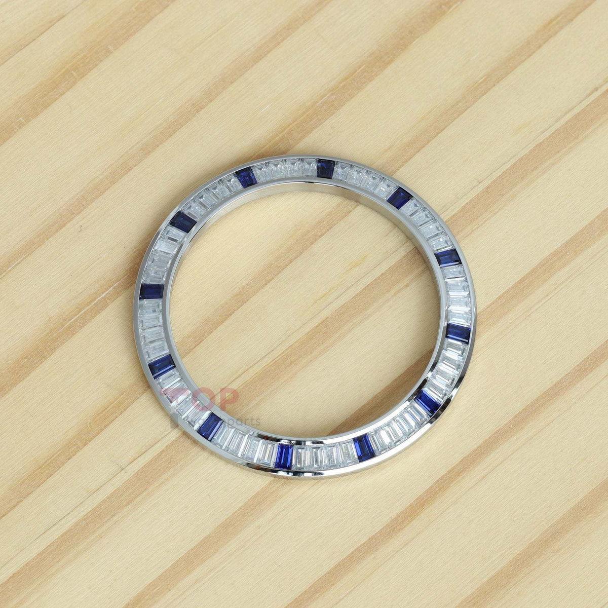 Synthetic Moissanite Diamond & Dark Blue Sapphire Watch Bezel for Rolex Daytona 40mm Watch Gemstone Bezel