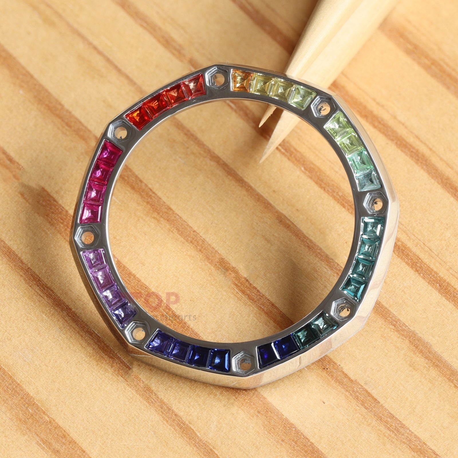 Synthetic Rainbow Sapphires Bezel for Audemars Piguet AP 25940SK Royal Oak Offshore 42mm Watch