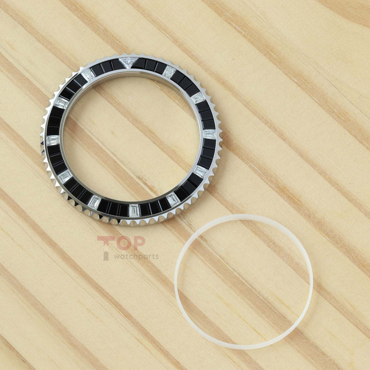 Black Onyx & Synthetic Moissanite Diamond Watch Bezel for Rolex Submariner 40/41mm Watch Gemstone Bezel