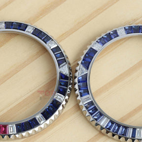 Moissanite/Blue Sapphire & Rubies Watch Bezel for Rolex GMT-Master II 40mm Watch