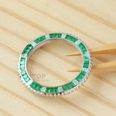 Synthetic Emerald & Moissanite Diamond Watch Bezel for Rolex Submariner 40/41mm Watch Gemstone Bezel