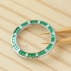 Synthetic Emerald & Moissanite Diamond Watch Bezel for Rolex Submariner 40/41mm Watch Gemstone Bezel