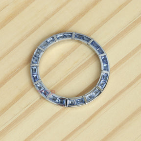 24 Baguette Synthetic Blue Sapphire Diamond Silver Watch Bezel for Rolex Daytona 40mm Watch Gemstone Bezel
