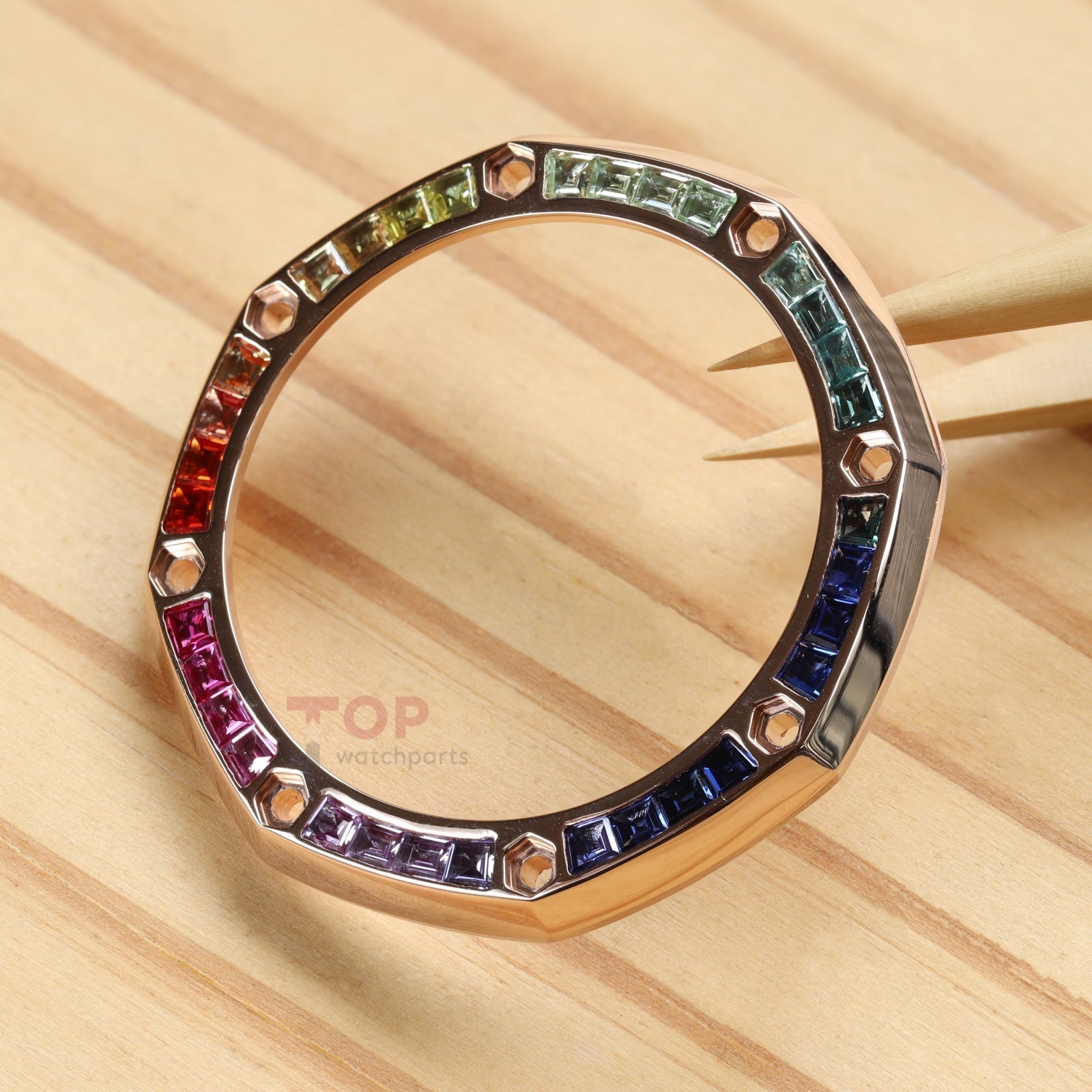 Synthetic Rainbow Sapphires Bezel for Audemars Piguet AP 26470OR Royal Oak Offshore 42mm Watch