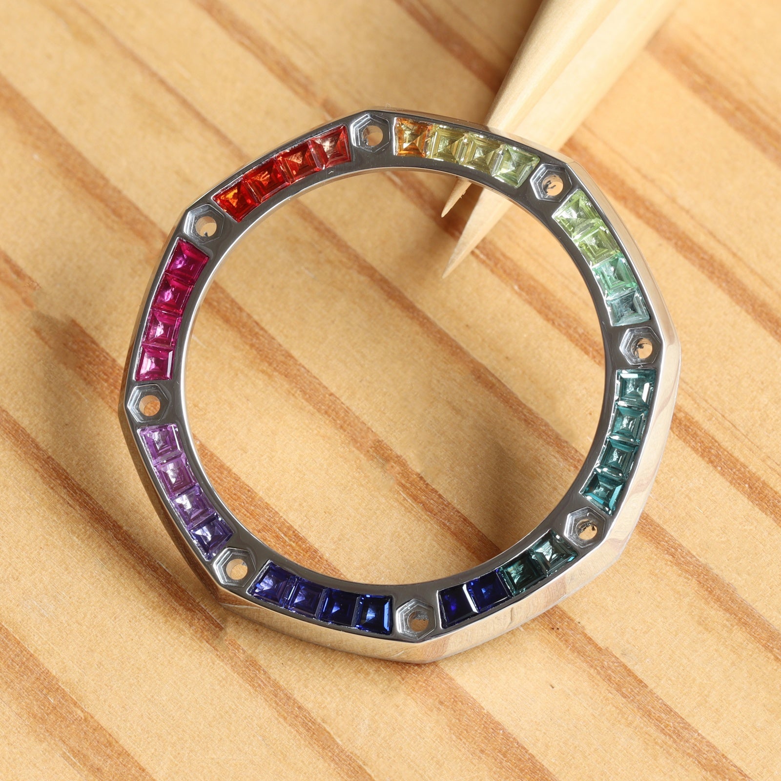 Synthetic Rainbow Sapphires Bezel for Audemars Piguet AP 25940SK Royal Oak Offshore 42mm Watch