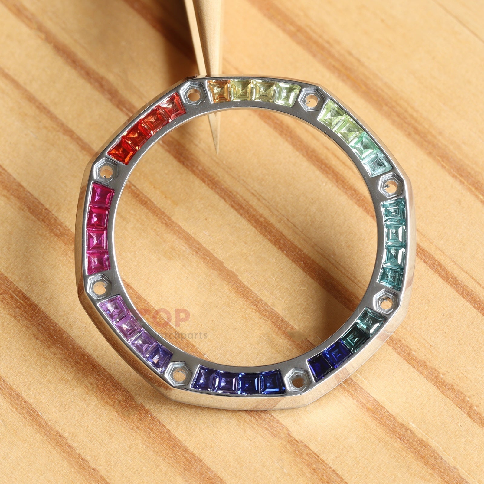 Synthetic Rainbow Sapphires Bezel for Audemars Piguet AP 25940SK Royal Oak Offshore 42mm Watch