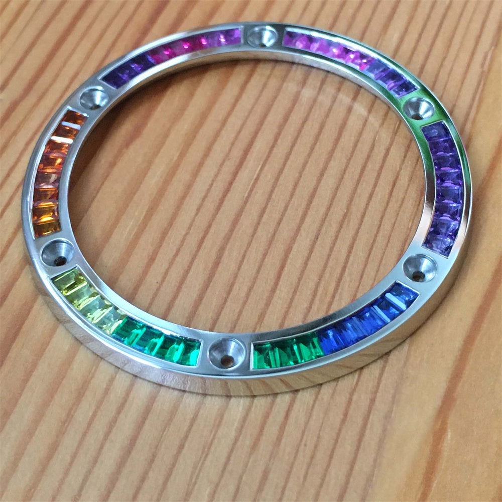 silvery color steel rainbow CVD synthetic gem bezel for HUB Hublot BigBand 411 45mm automatic watch