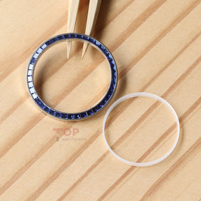 Synthetic Blue Sapphire & Emerald Watch Gemstone Bezel for Rolex Datejust 36 1262xx 36mm Watch Insert