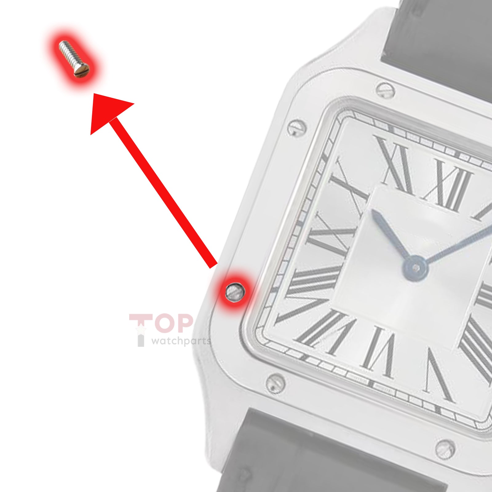 Watch Bezel/Case Back Screw for Cartier 4242 Santos Dumont Watch