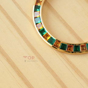 Synthetic Emerald & Orange Gemstone Watch Bezel for Rolex Daytona 40mm Watch