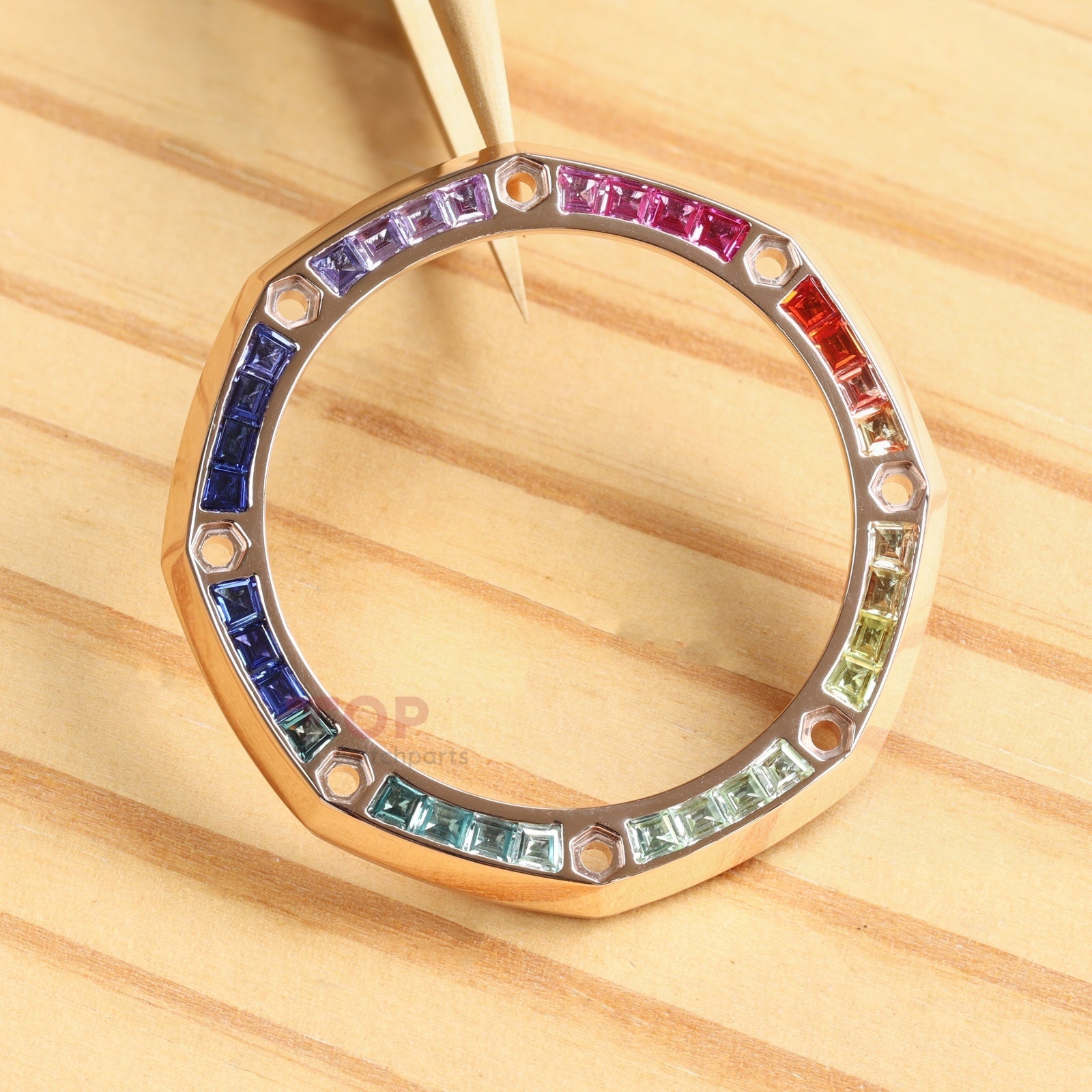 Synthetic Rainbow Sapphires Bezel for Audemars Piguet AP 26470OR Royal Oak Offshore 42mm Watch