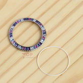 Watch Bezel for Rolex Yacht-master 40mm Watch Rubies & Synthetic Blue Sapphire/Purple Spinel & Moissanite