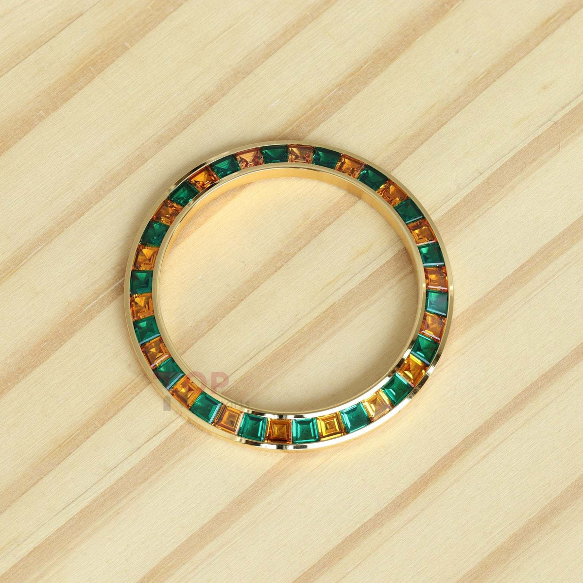 Synthetic Emerald & Orange Gemstone Watch Bezel for Rolex Daytona 40mm Watch