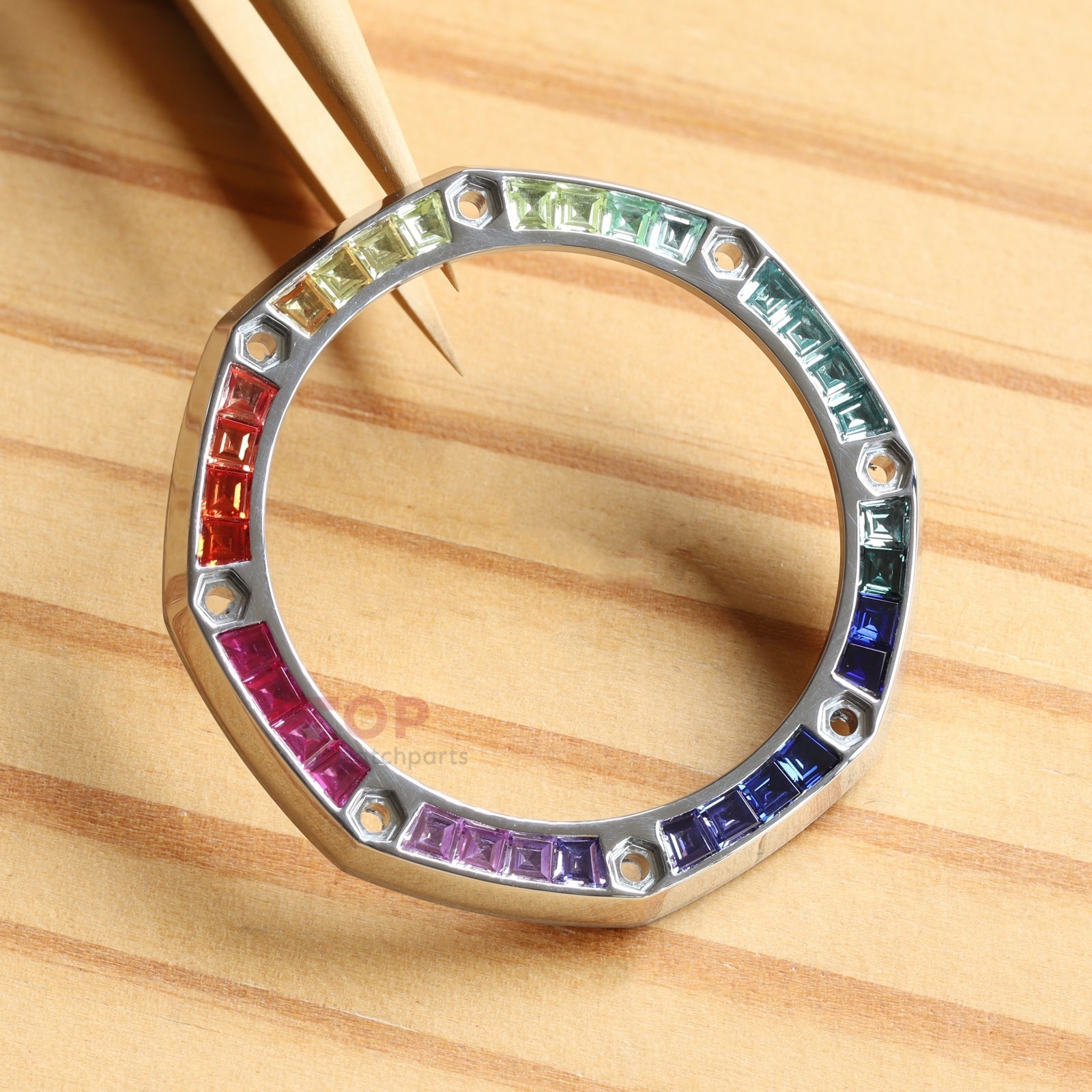 Synthetic Rainbow Sapphires Bezel for Audemars Piguet AP 25940SK Royal Oak Offshore 42mm Watch
