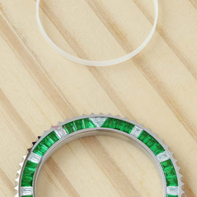 Synthetic Emerald & Moissanite Diamond Watch Bezel for Rolex Submariner 40/41mm Watch Gemstone Bezel