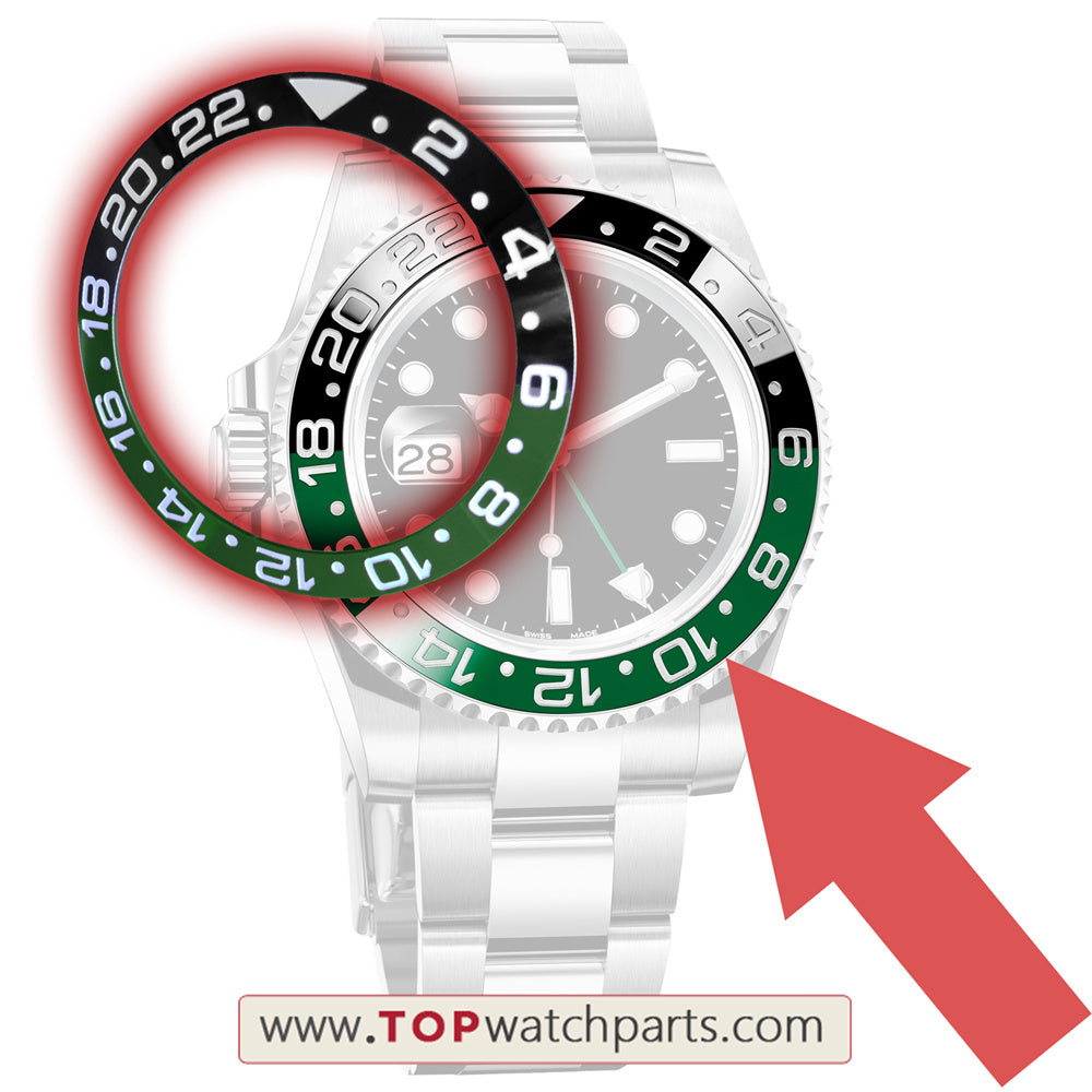 126720 black green ceramic bezel for Rolex GMT-Master II Oystersteel Right hand watch