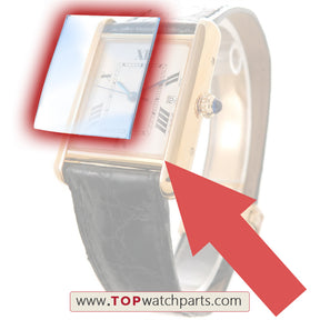 Single Domed sappnire crystal glass for Cartier Jumbo Tank Vermeil Sterling watch