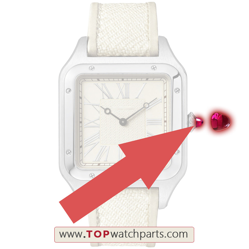garnet red watch crown zircon crystal for Santos De Cariter DUMONT WGSA0036 automatic watch crown