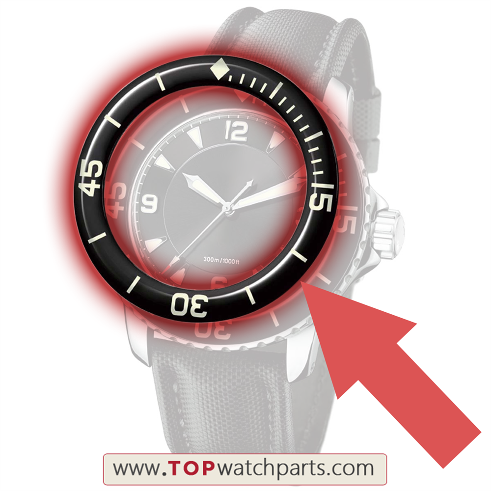 sapphire luminous watch bezel for Blancpain Fifty Fathoms Automatique 5015 watch