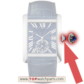 blue sapphire crystal watch crown for Cartier Tank MC Small Seconds man watch