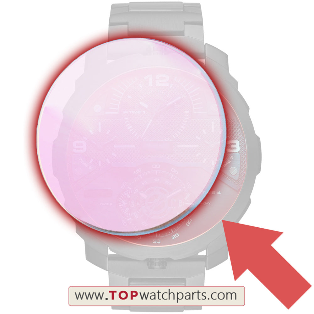 polarized light mineral crystal watch glass for DZ Diesel chronograph men's 55mm quartz watch