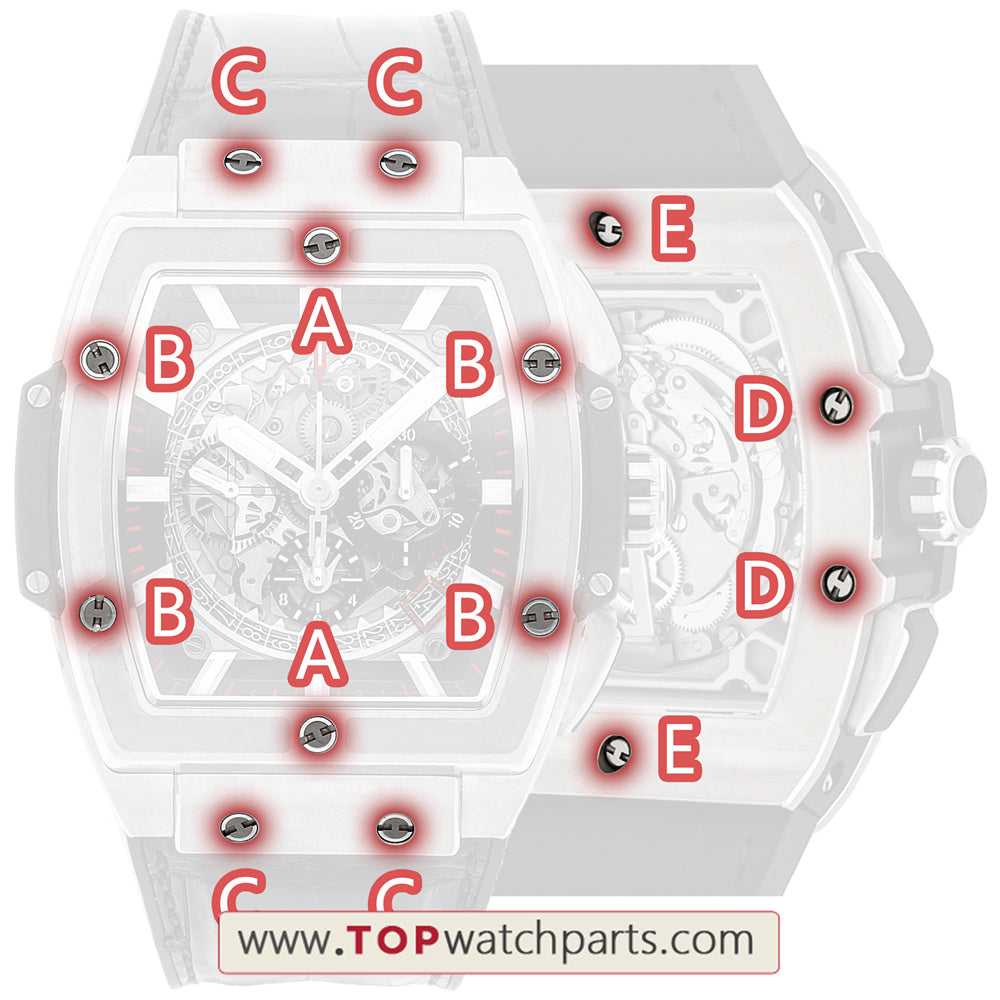 steel "H" bezel band back cover watch screw for Hublot Big Bang Soul 601 automatic watch