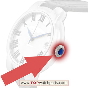 Steel Sapphire watch crown for Raymond Weil lady's 35mm watch