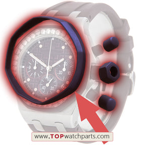 Pusher Crown Bezel Rubber Cap/Ring for AP Audemars Piguet Royal Oak Offshore Ladys '37mm 26048sk.zz.d066ca.01パープルダイヤルウォッチ